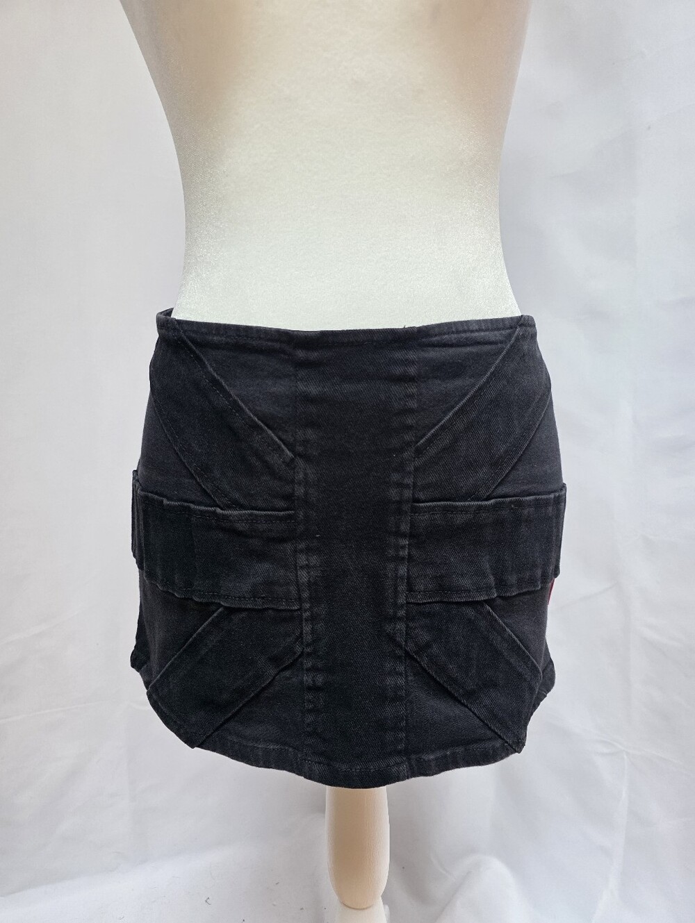 Tripp NYC Black Cargo Mini Skirt Goth Punk Y2K Zip Back Size Large
